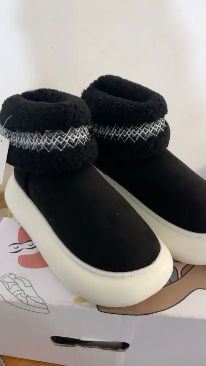 Botines negros con forro de lana - 1