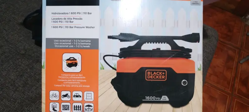Hidrolavadora NUEVA Black+Decker 1600 PSI 110 Bar - 1