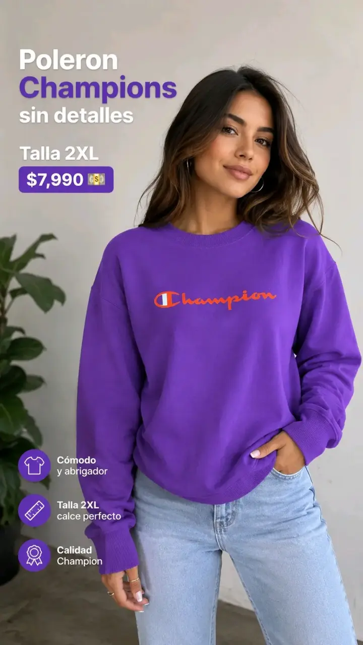 Polerón Champion morado sin detalles