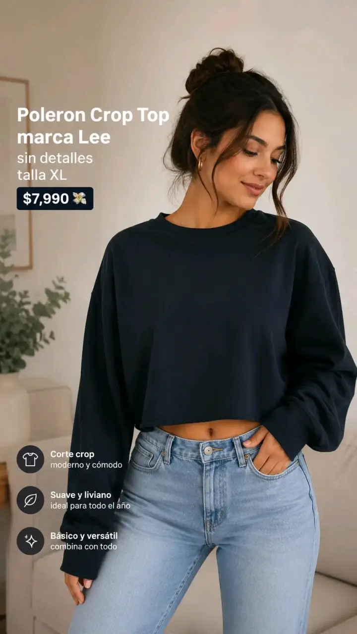 Polerón crop top Lee azul marino