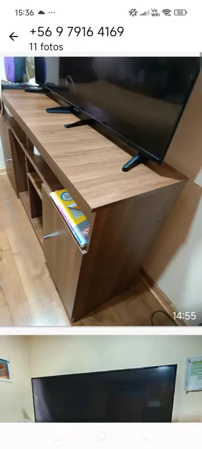 Mesa de madera con cajón estilo rústico - miniatura 3