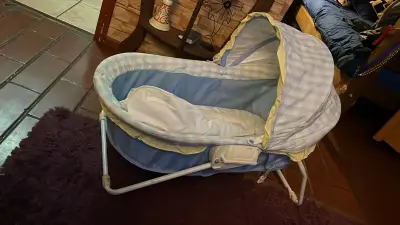 Cuna moisés portátil azul para bebé - miniatura 1