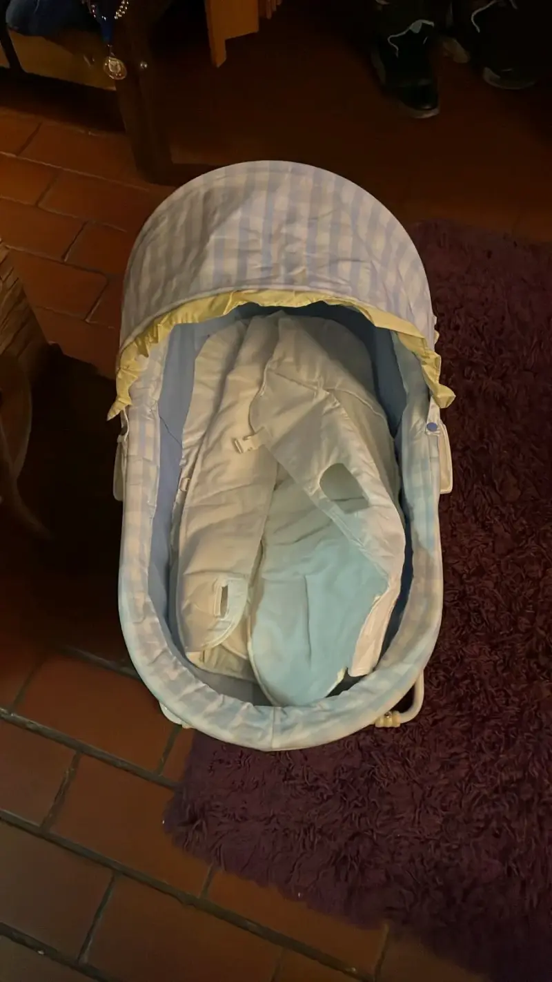 Cuna moisés portátil azul para bebé - 2