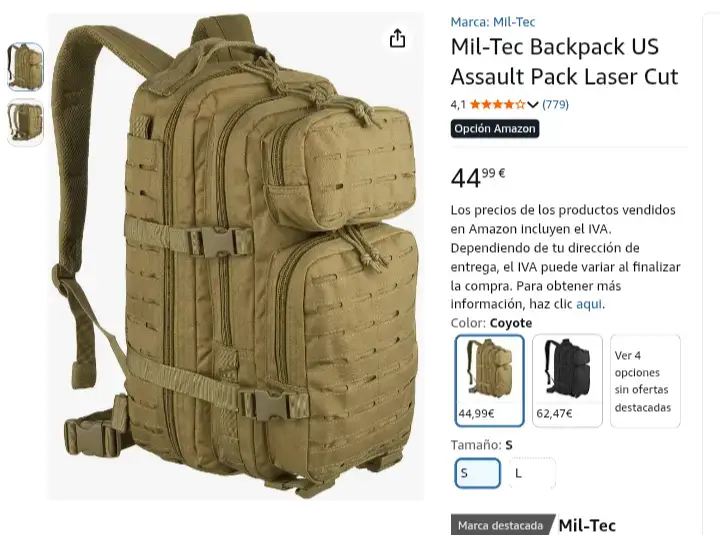 Mochila táctica Mil-Tec US Assault Pack coyote - 1