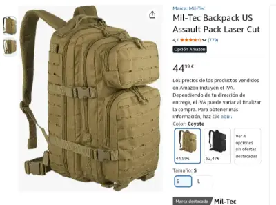 Mochila táctica Mil-Tec US Assault Pack coyote - miniatura 1