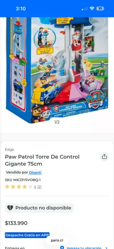Torre de control Patrulla Canina con tobogán - miniatura 2