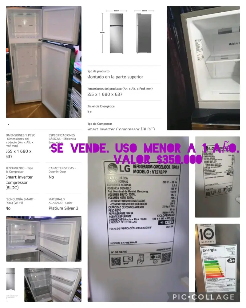 Refrigerador LG Platinum Silver 3 A+