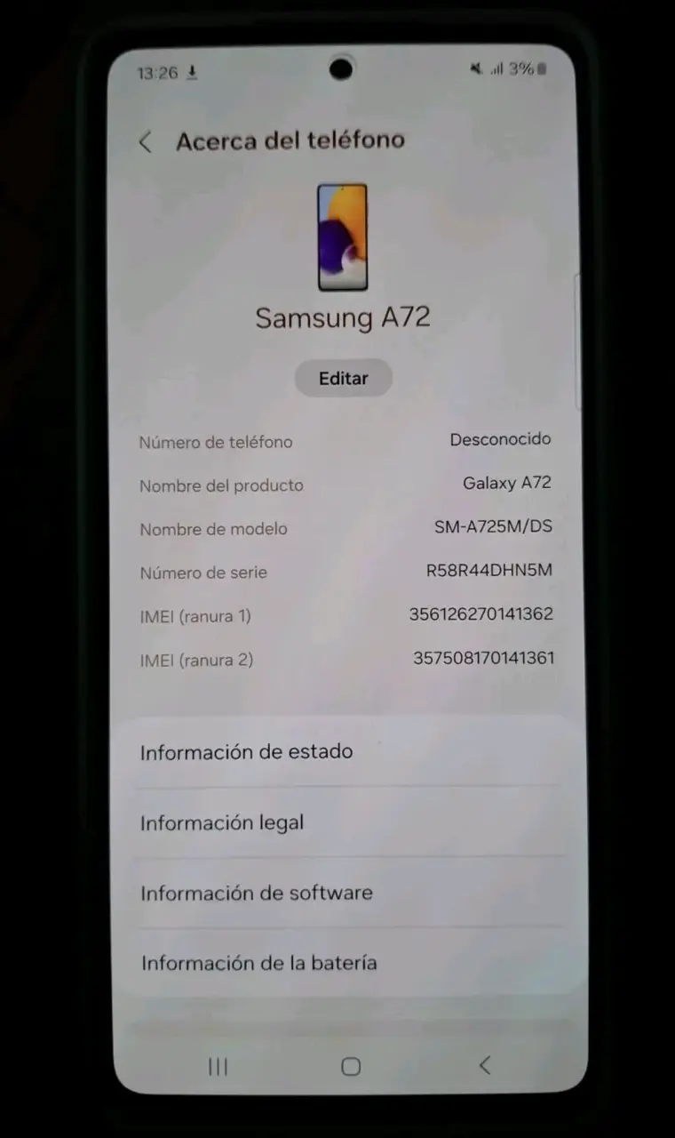 Samsung Galaxy A72 en buen estado