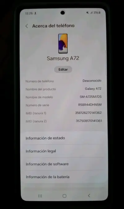 Samsung Galaxy A72 en buen estado - miniatura 1