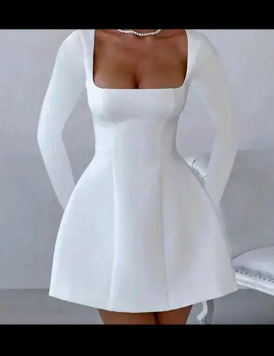 Vestido blanco elegante de manga larga - miniatura 1