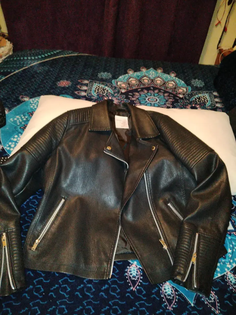Chaqueta de cuero negra talla XL - 3