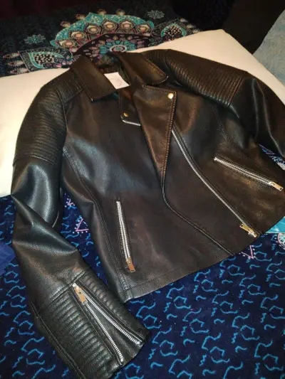 Chaqueta de cuero negra talla XL - miniatura 7