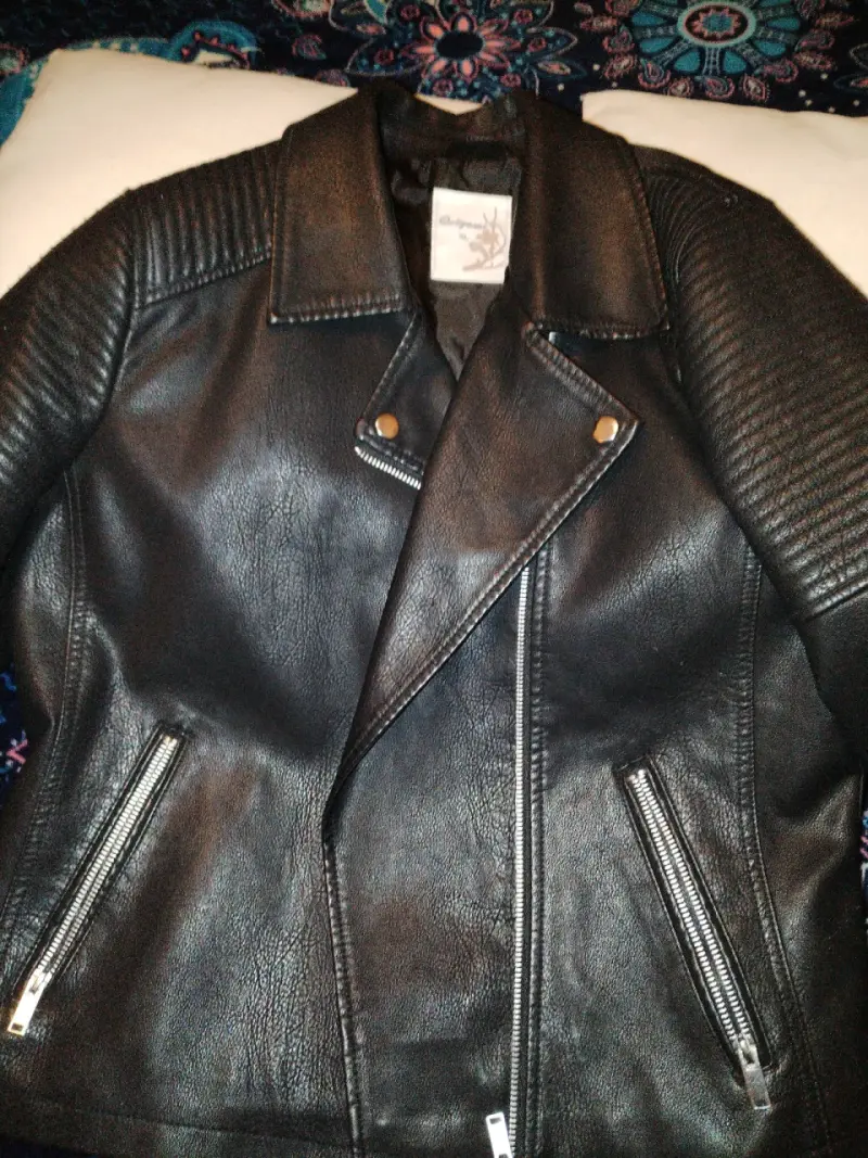 Chaqueta de cuero negra talla XL - 8