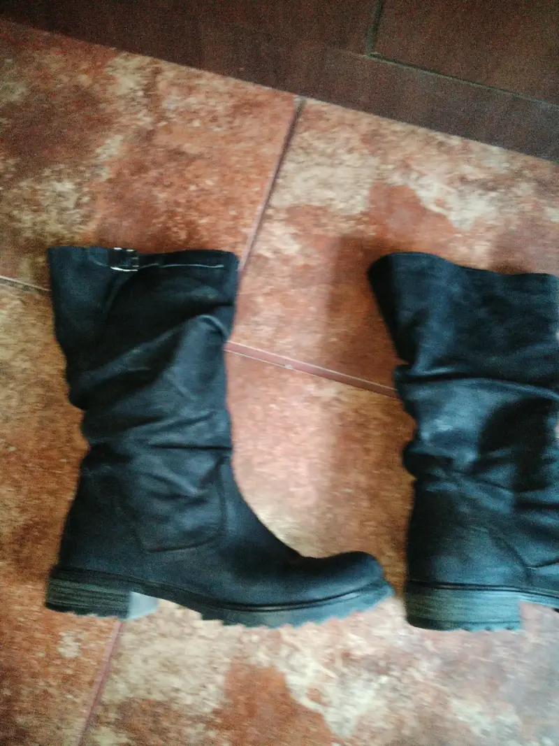 Botas negras de cuero para mujer - 9