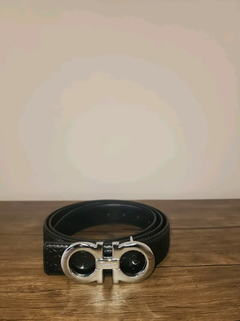 Cinturón negro de cuero con hebilla ferragamo - 2
