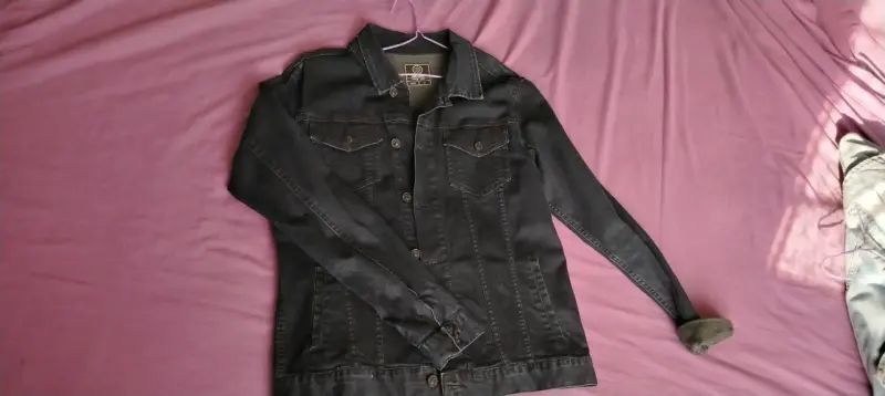 Chaqueta de mezclilla negra para hombre - 1