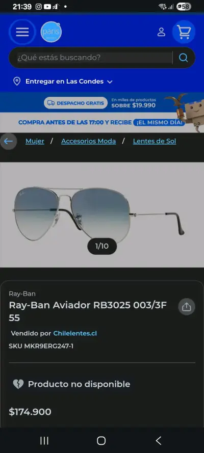 Gafas de sol Ray-Ban aviador con estuche. - miniatura 3