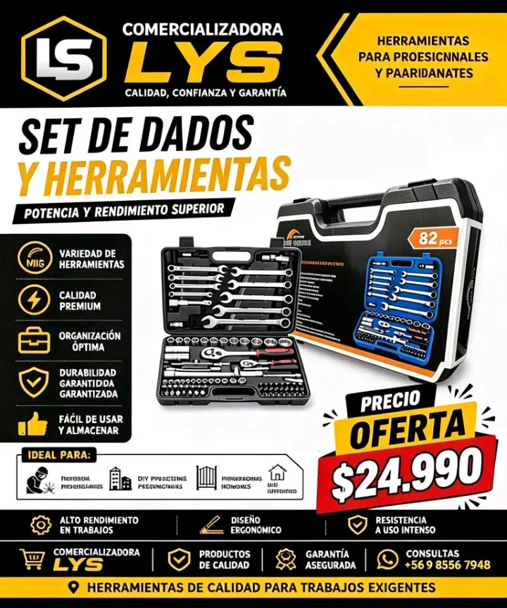 Set de dados y herramientas 82 piezas