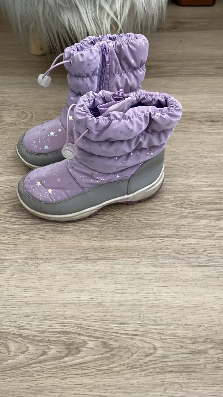 Botas de nieve infantiles lilas con estrellas - 2