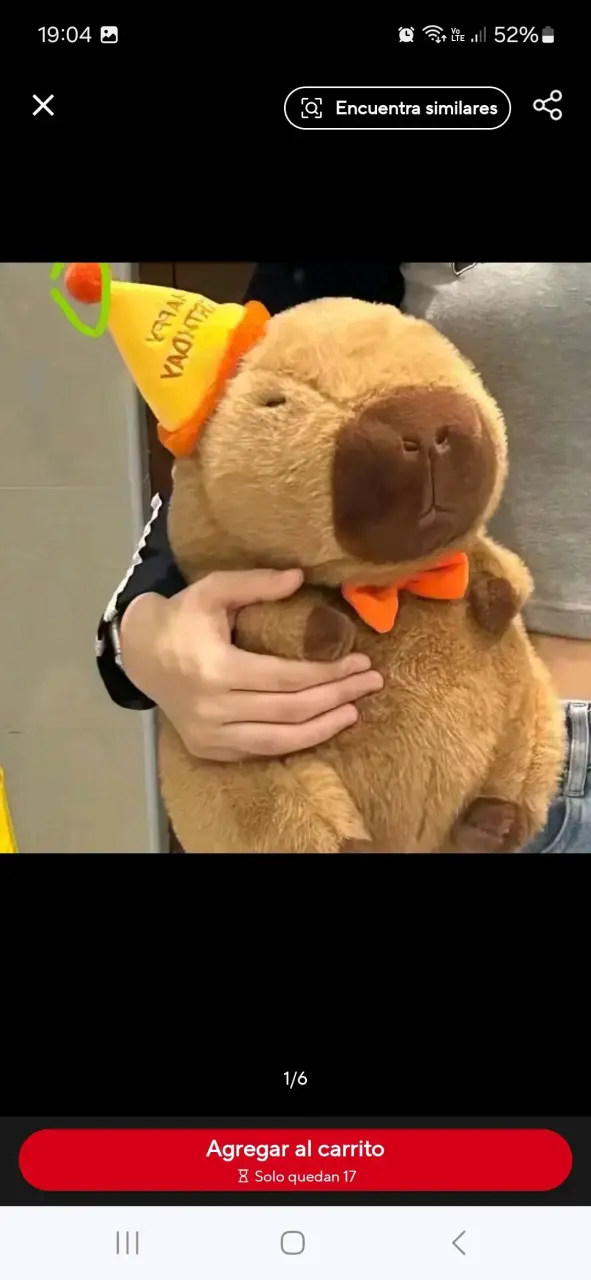 Peluche de capibara con sombrero de fiesta - 1
