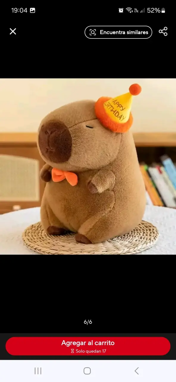 Peluche de capibara con sombrero de fiesta - 2