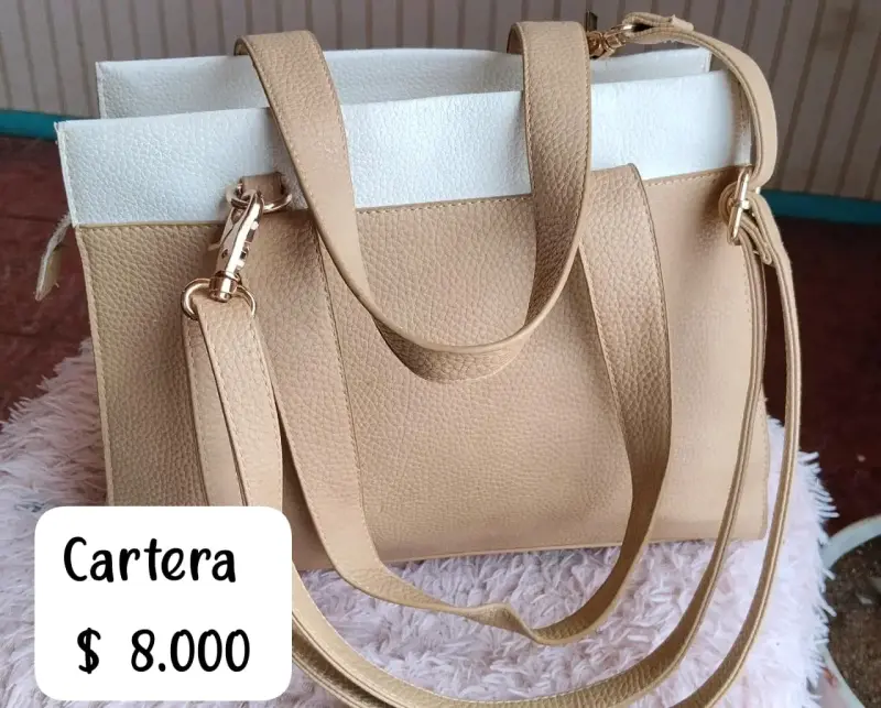 Cartera azul y café claro de cuero sintético - 2