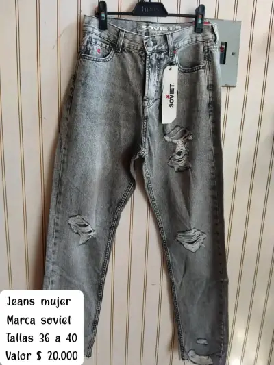 Jeans mujer desgastados Soviet gris - miniatura 1