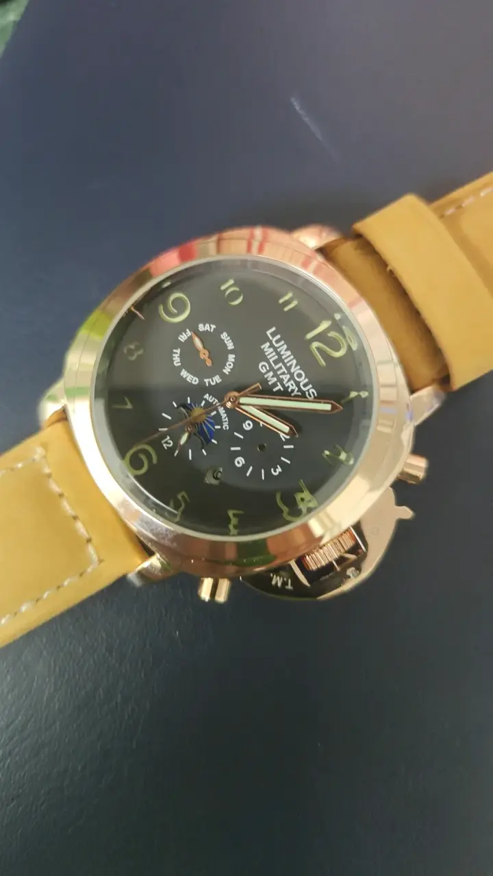 Reloj militar Luminous GMT dorado - 3