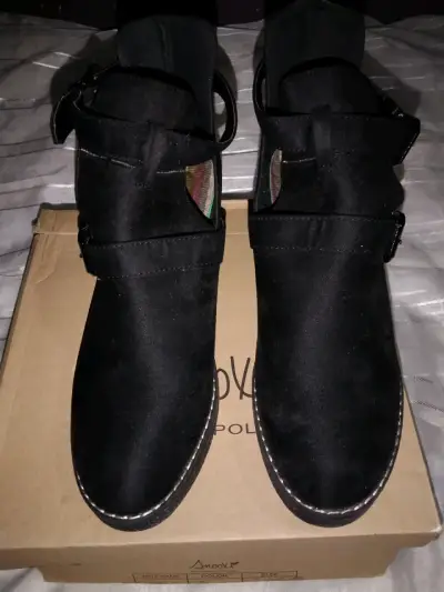 Botines negros de gamuza para mujer - miniatura 1