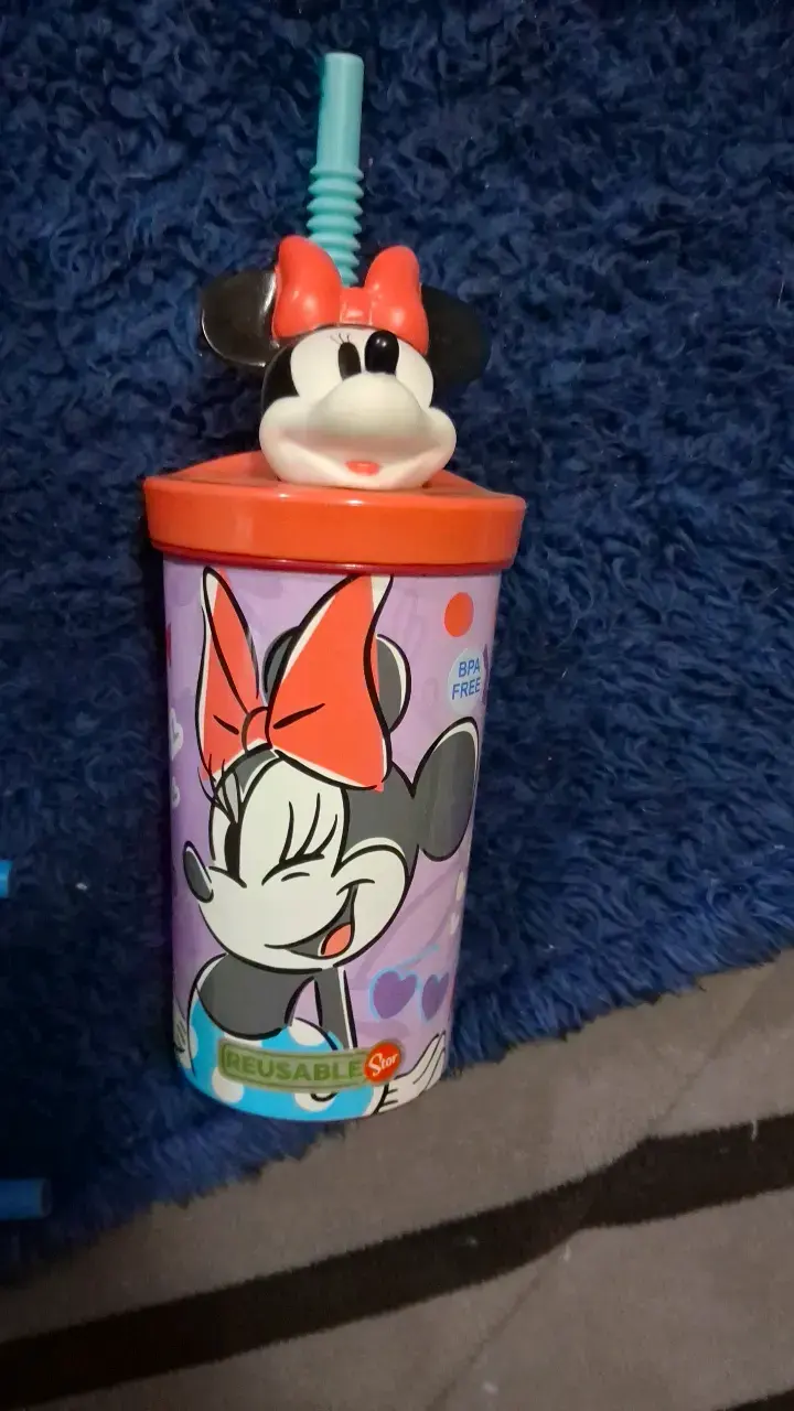 Vaso reutilizable Minnie Mouse con bombilla