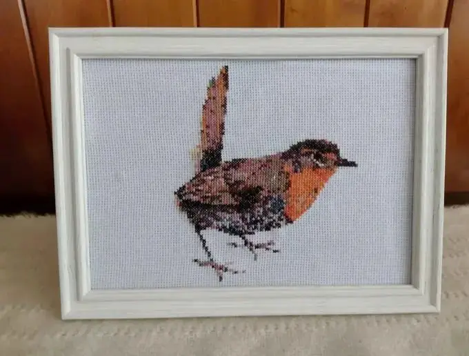 Cuadro bordado de pájaro enmarcado - 1