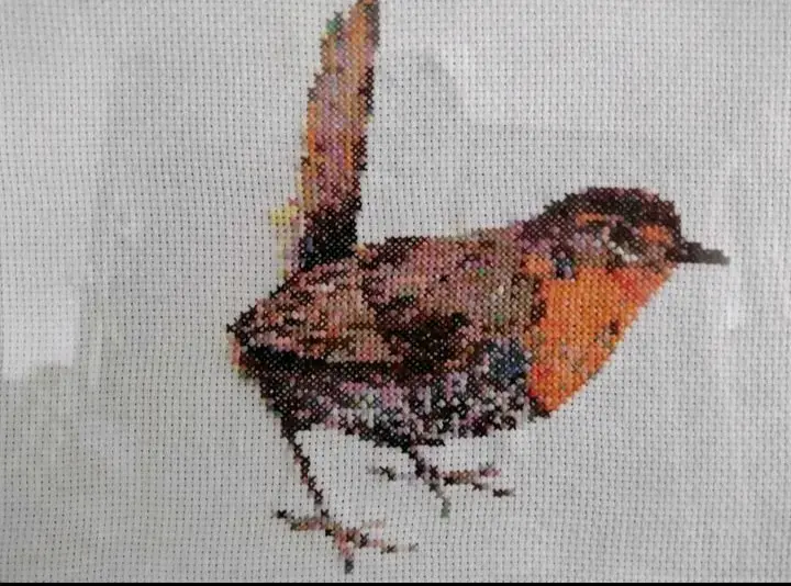 Cuadro bordado de pájaro enmarcado - 2