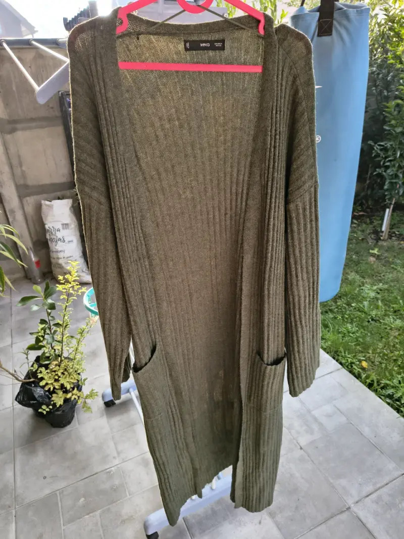 Cardigan largo MANGO verde oliva - 1