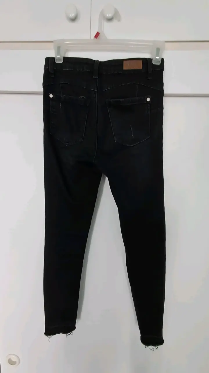 Jeans negros desgastados para mujer talla 16 - 2