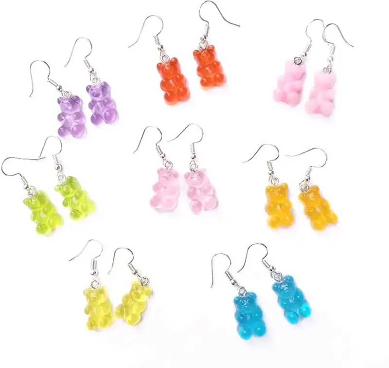 Aros colgantes de ositos de goma coloridos