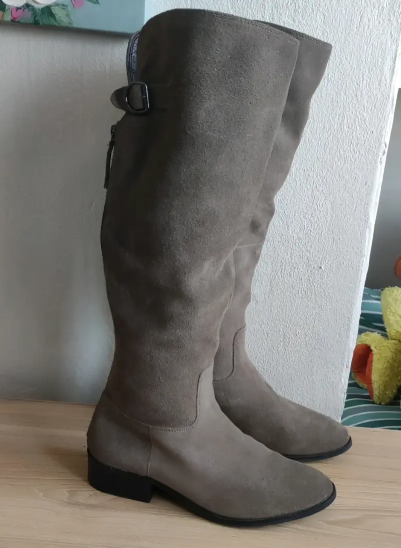 Botas altas de gamuza gris - 2