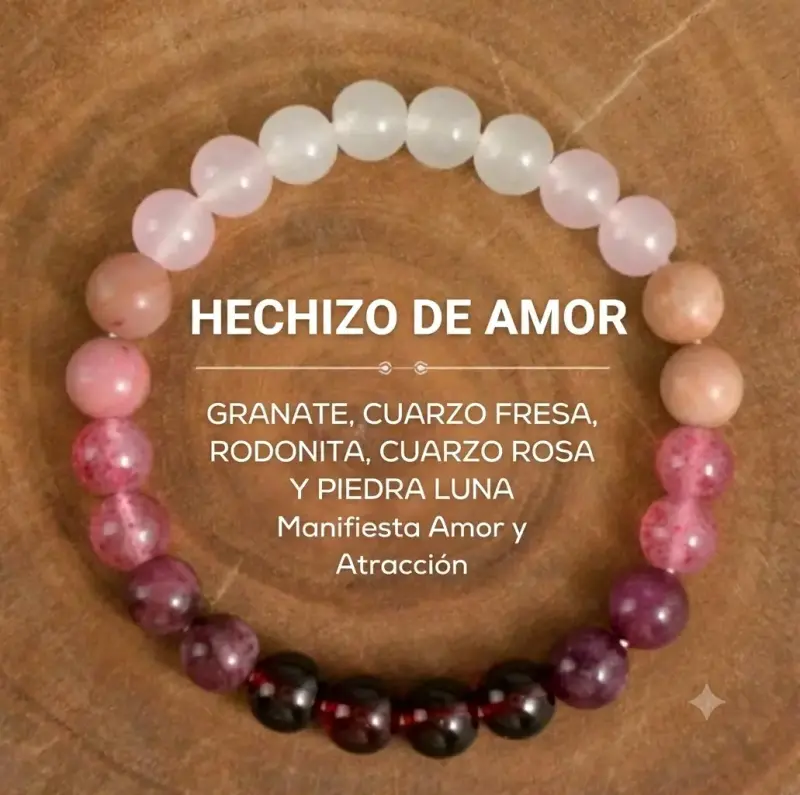 Pulsera Hechizo de Amor Piedras Atracción Cuarzo