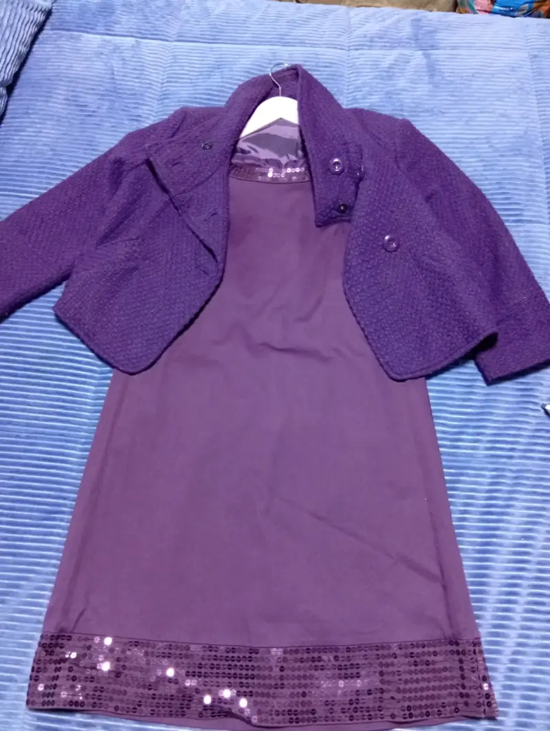 Vestido sin mangas con lentejuelas morado - 4