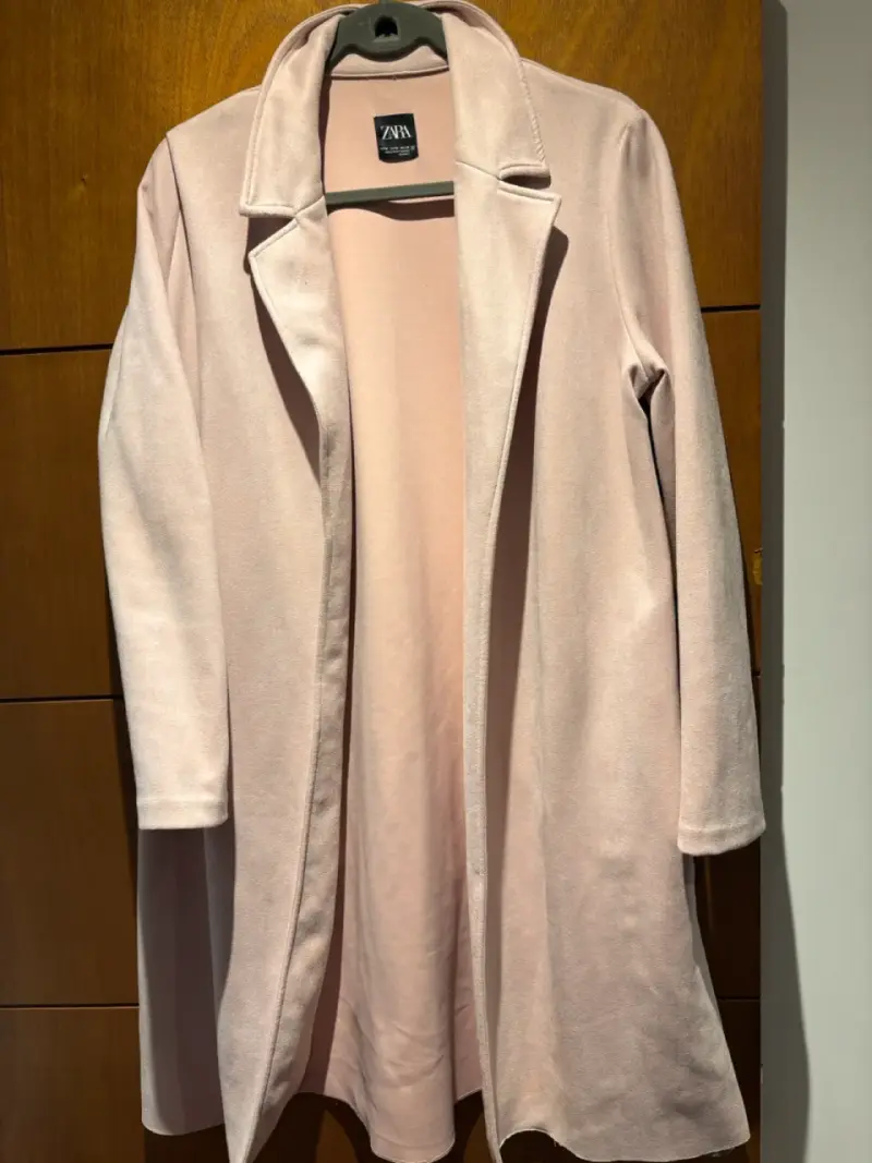 Abrigo largo rosa claro para mujer - 2