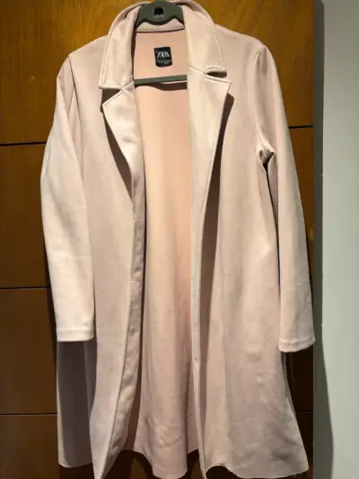 Abrigo largo rosa claro para mujer - miniatura 2