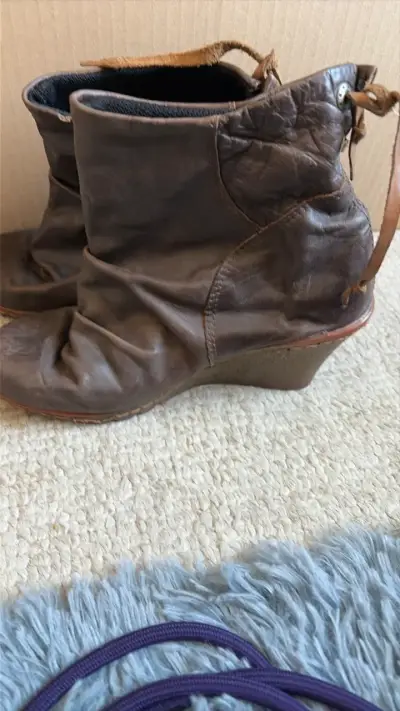Botines de cuero marrón - miniatura 1