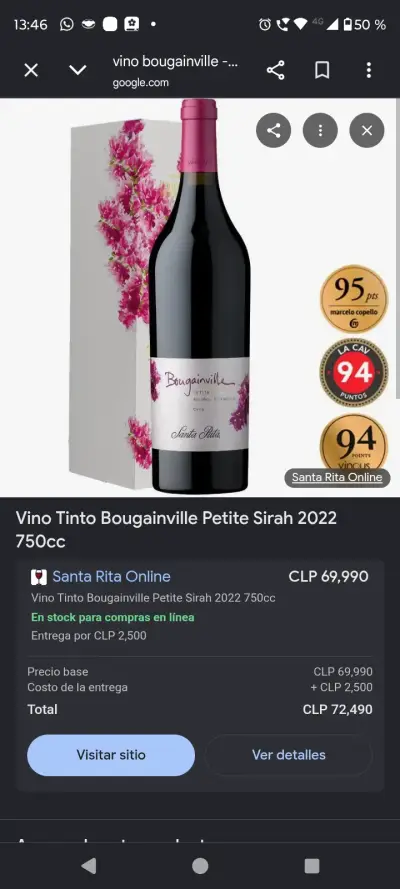 Vino Santa Rita Bougainville Petite Sirah - miniatura 6