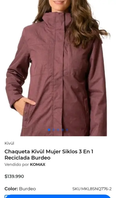 Chaqueta Kivül Mujer Siklos 3 en 1 Burdeo - miniatura 2