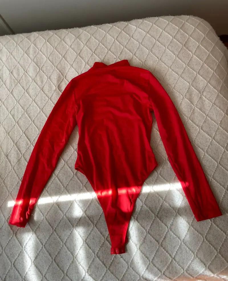 Body rojo de manga larga para mujer XS - 1
