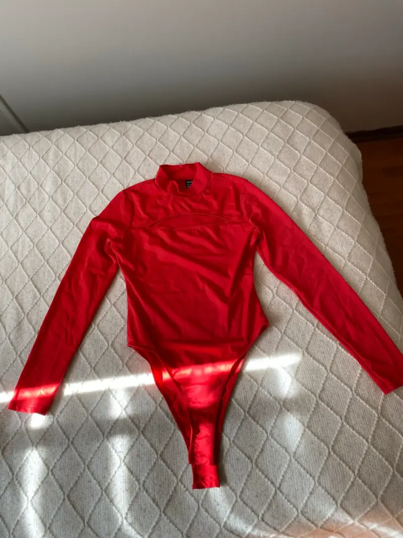 Body rojo de manga larga para mujer XS - 2