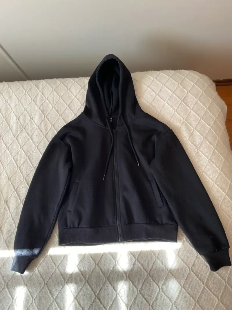Polerón negro con capucha unisex XS - 1