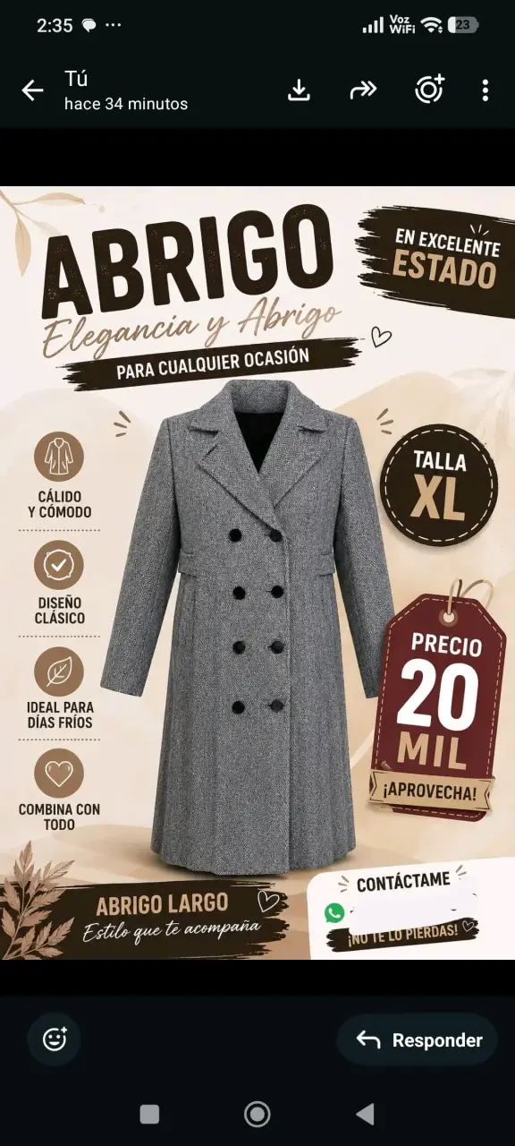 Abrigo largo gris elegante y cómodo