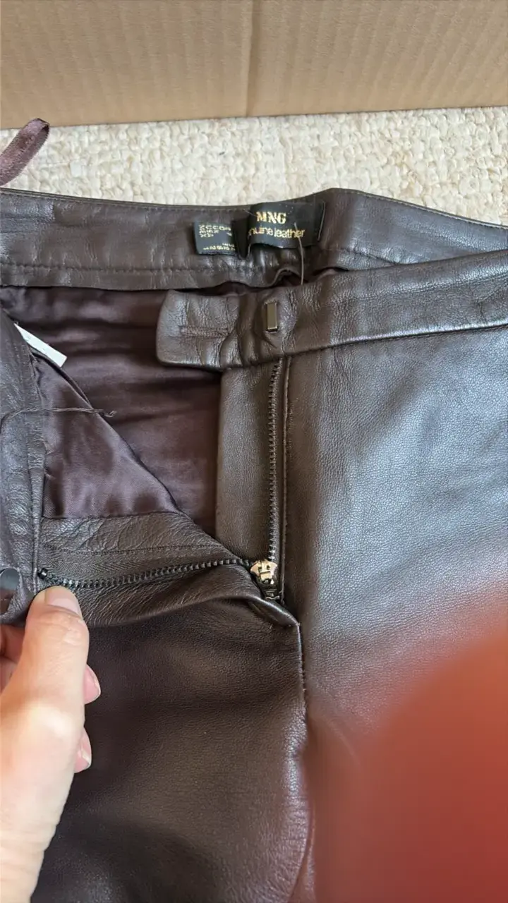 Pantalones de cuero marrón MNG - 3