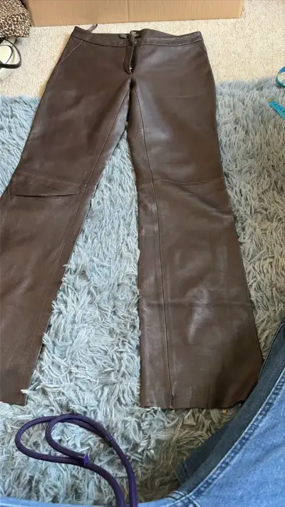 Pantalones de cuero marrón MNG - miniatura 5