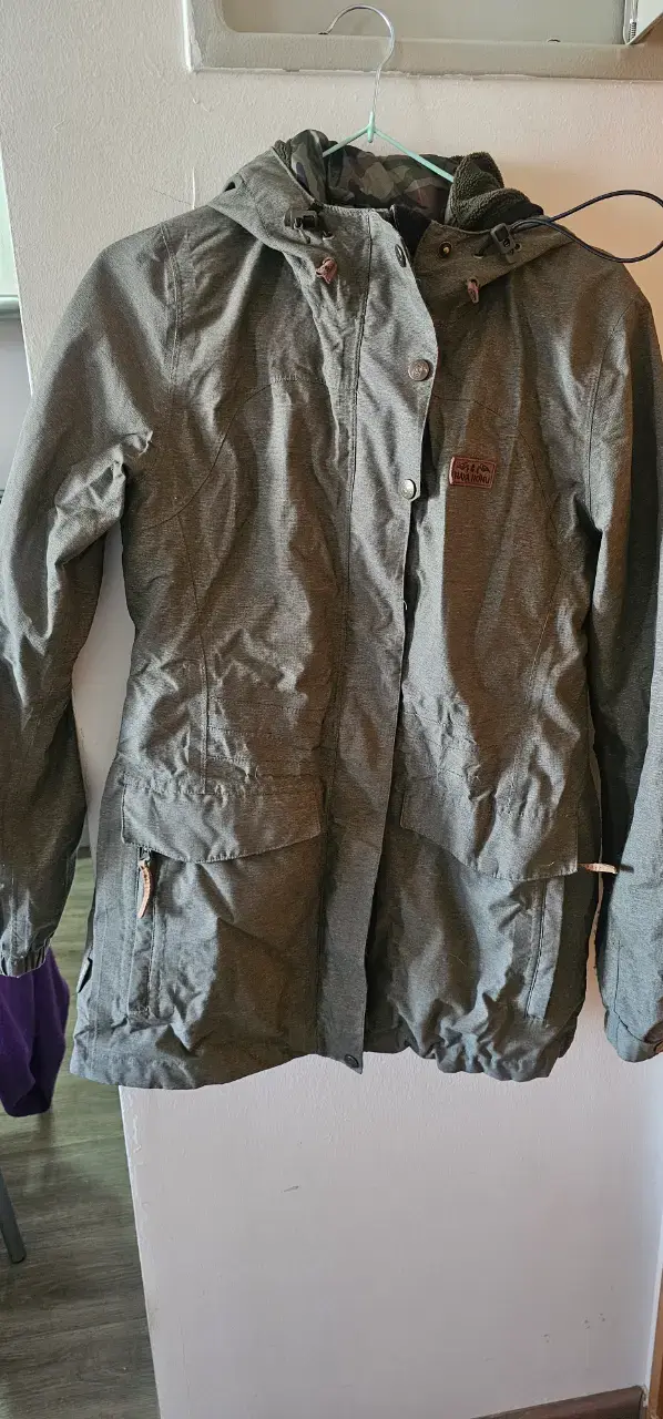 Parka gris impermeable para mujer desmontable - 1